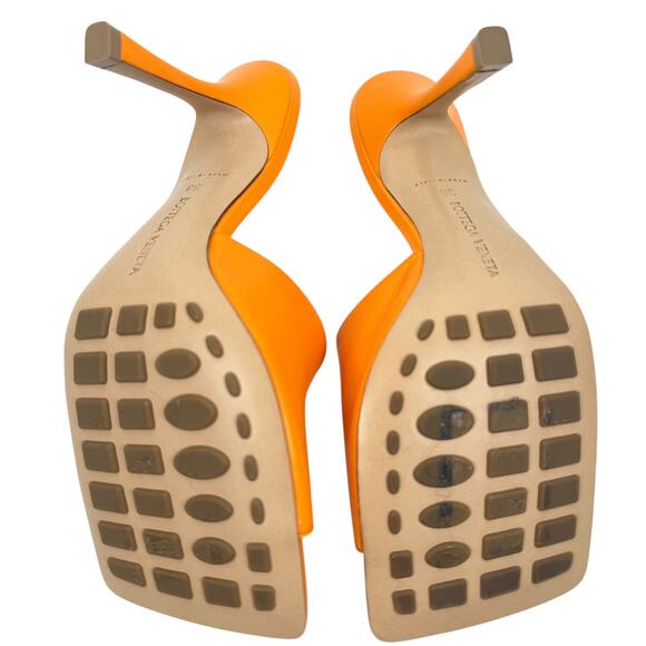 New Bottega Veneta Stretch Lamskin Leather Mules Orange Size 38 - Picture 8 of 9